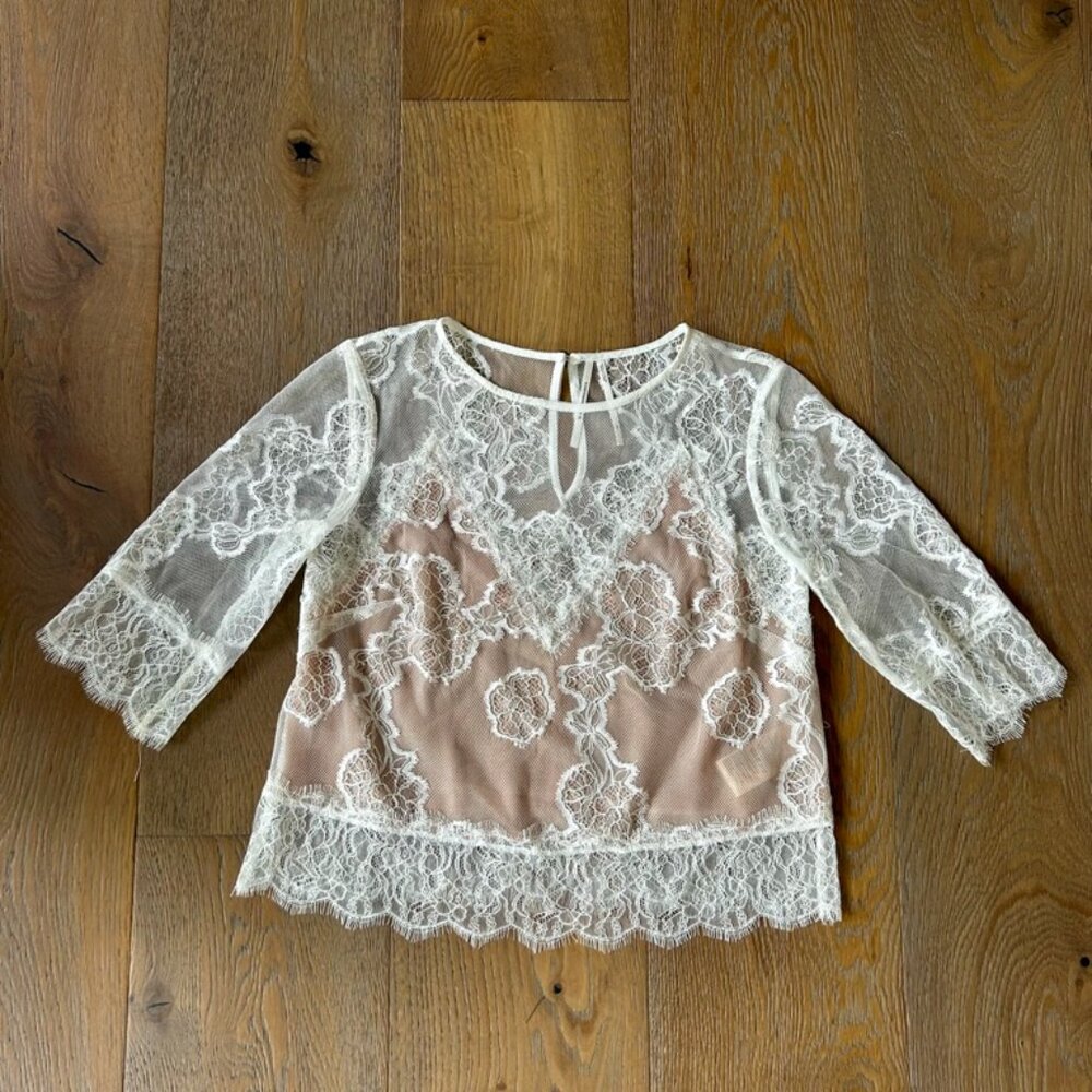 XS white lace Anthropologie blouse